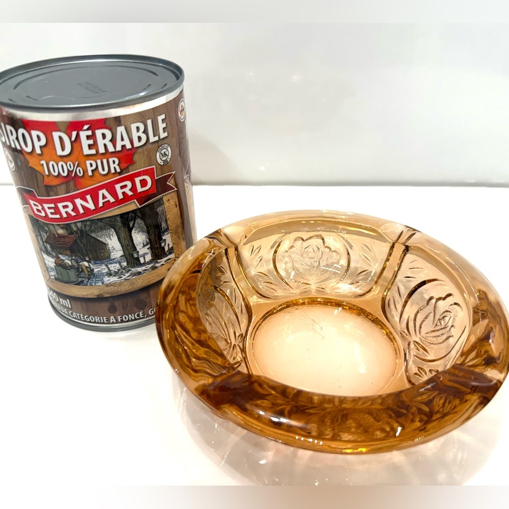 Vintage Pink Depression Glass Ashtray – Rose Pattern – 6”
